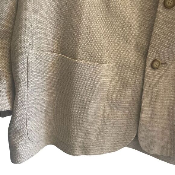 Vtg Structure Tan Khaki Linen Cotton Blend Blazer Jacket Sport Coat Men’s Sz XL - Picture 4 of 6